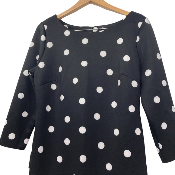 Worthington Womens Dress 3/4 Sleeve Black/White Polka Dot Size 10 Round Neck - Picture 2 of 11